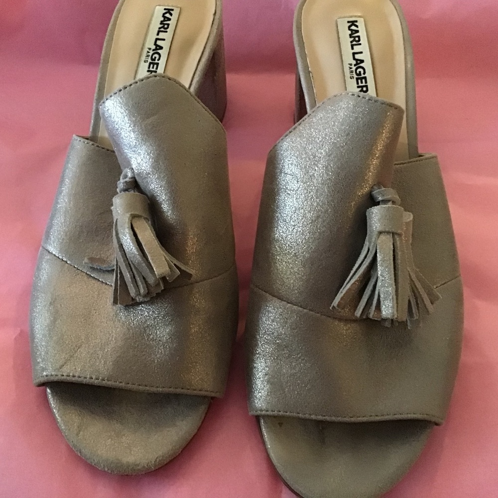 Karl Lagerfeld Paris Gold Hettie Mules 38.5